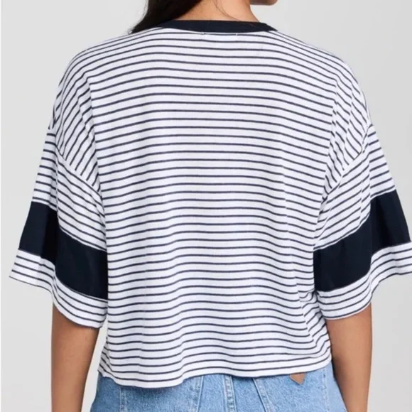 Sundry - Short-Sleeve Linen Boxy Blocked Tee - Picture 2 of 3